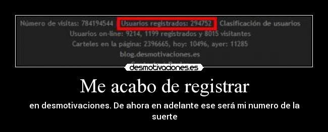 Me acabo de registrar -