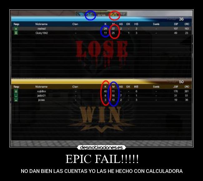 EPIC FAIL!!!!! - NO DAN BIEN LAS CUENTAS YO LAS HE HECHO CON CALCULADORA