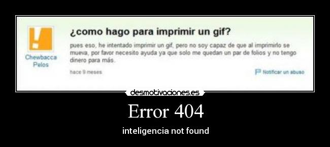 Error 404 - inteligencia not found