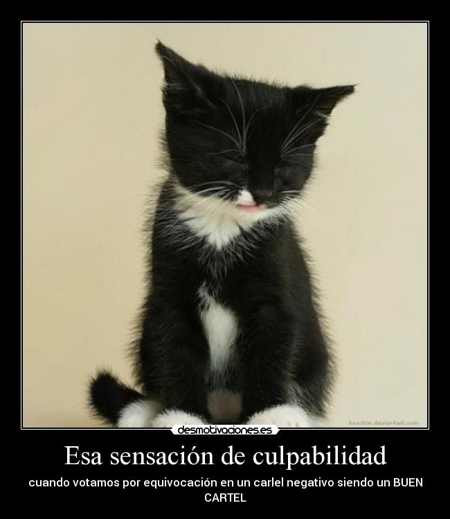 Esa sensación de culpabilidad - cuando votamos por equivocación en un carlel negativo siendo un BUEN CARTEL