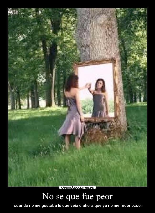 No se que fue peor - cuando no me gustaba lo que veía o ahora que ya no me reconozco.