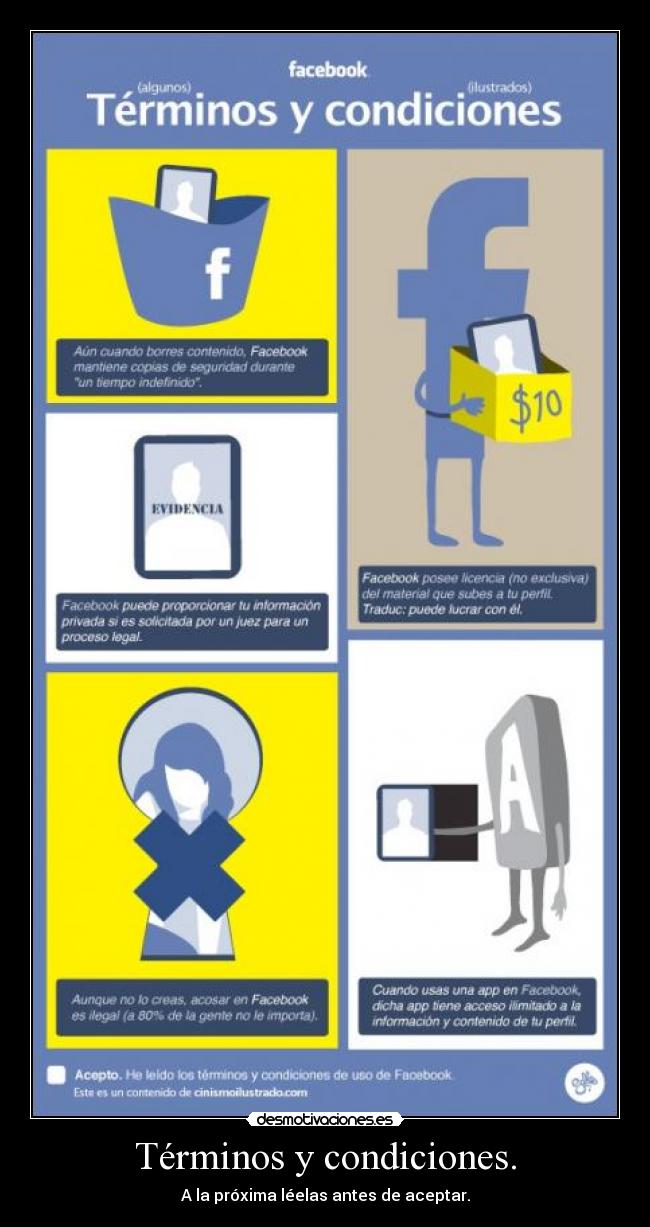 Términos y condiciones. - A la próxima léelas antes de aceptar.