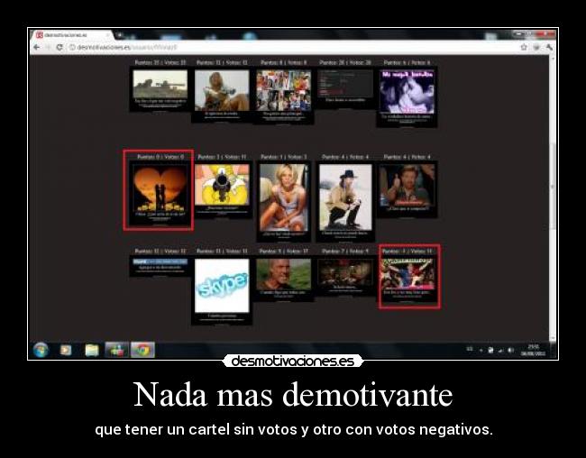 Nada mas demotivante - que tener un cartel sin votos y otro con votos negativos.