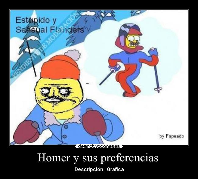 carteles homero flanders sensual esquiar gorro estupido trasero desmotivaciones