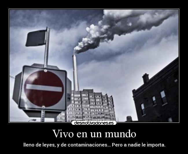 Vivo en un mundo - lleno de leyes, y de contaminaciones... Pero a nadie le importa.