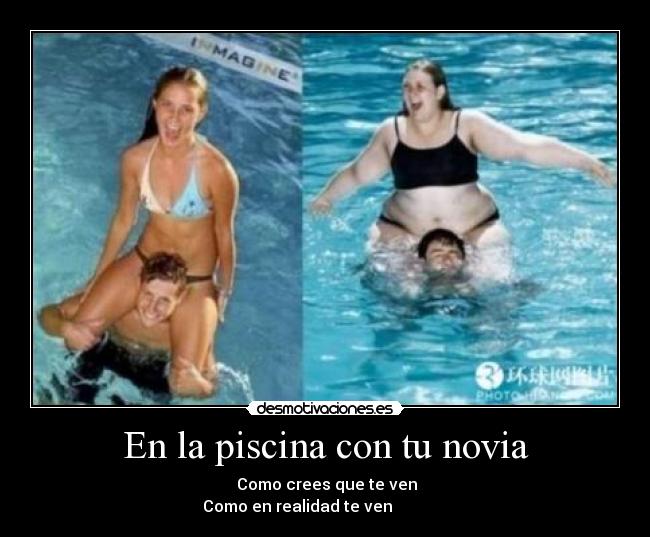 En la piscina con tu novia -