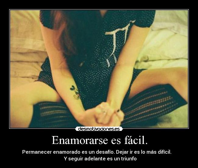 Enamorarse es fácil. - Permanecer enamorado es un desafío. Dejar ir es lo más difícil.    
  Y seguir adelante es un triunfo