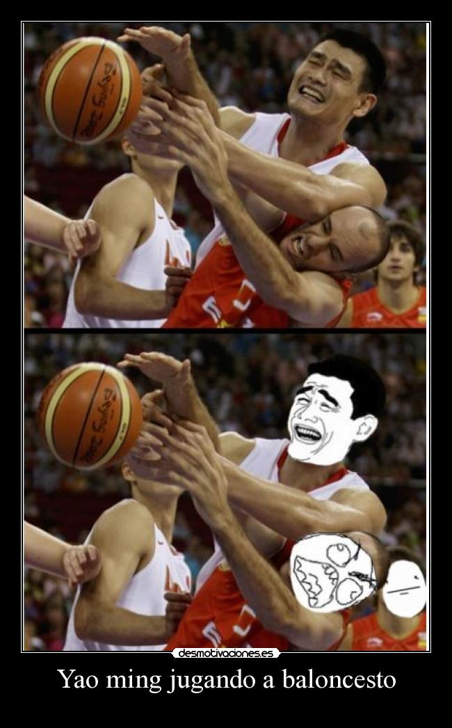 Yao ming jugando a baloncesto -