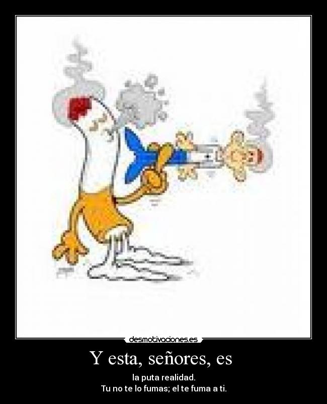 Y esta, señores, es - la puta realidad.
Tu no te lo fumas; el te fuma a ti.