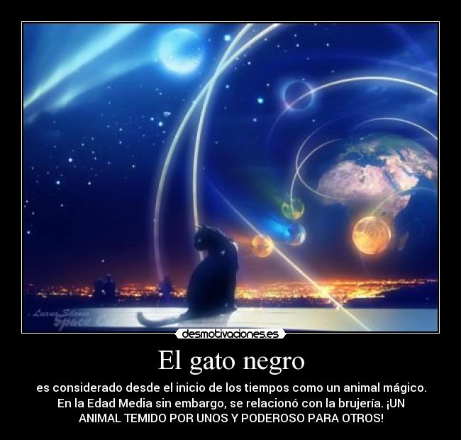 El gato negro - es considerado desde el inicio de los tiempos como un animal mágico.
En la Edad Media sin embargo, se relacionó con la brujería. ¡UN
ANIMAL TEMIDO POR UNOS Y PODEROSO PARA OTROS!