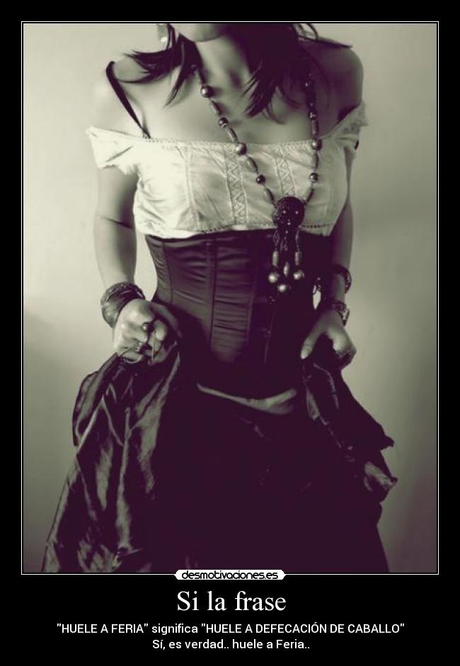 Si la frase - HUELE A FERIA significa HUELE A DEFECACIÓN DE CABALLO
Sí, es verdad.. huele a Feria..