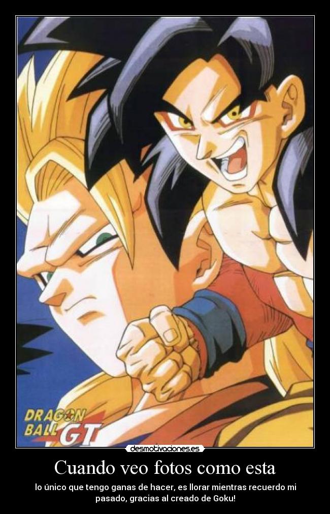 Cuando veo fotos como esta - lo único que tengo ganas de hacer, es llorar mientras recuerdo mi
pasado, gracias al creado de Goku!