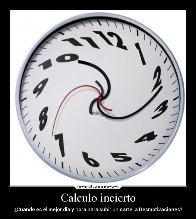 Calculo incierto - ¿Cuando es el mejor dia y hora para subir un cartel a Desmotivaciones?