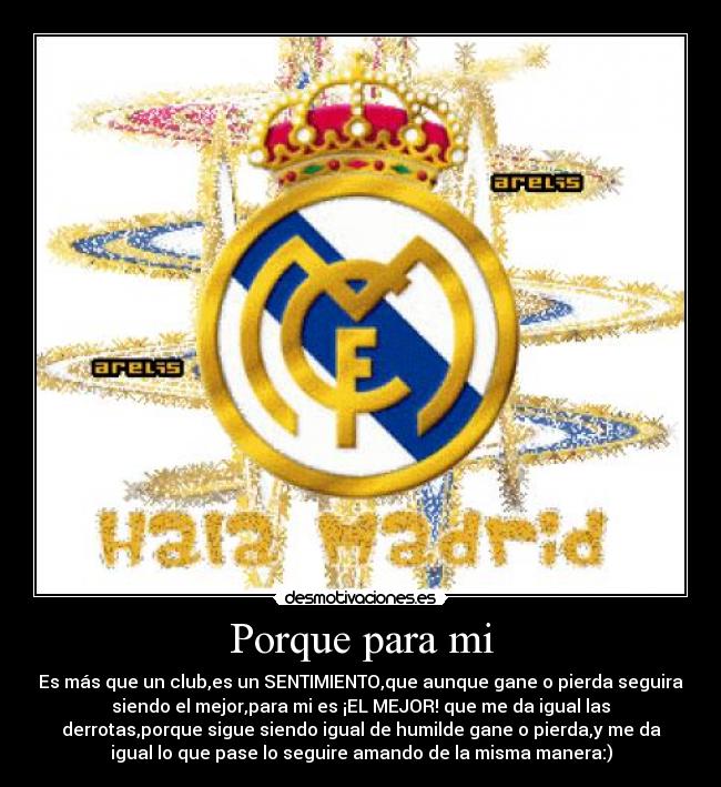 Porque para mi - Es más que un club,es un SENTIMIENTO,que aunque gane o pierda seguira
siendo el mejor,para mi es ¡EL MEJOR! que me da igual las
derrotas,porque sigue siendo igual de humilde gane o pierda,y me da
igual lo que pase lo seguire amando de la misma manera:)
