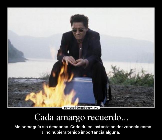 Cada amargo recuerdo... - ...Me perseguía sin descanso. Cada dulce instante se desvanecía como
si no hubiera tenido importancia alguna. 