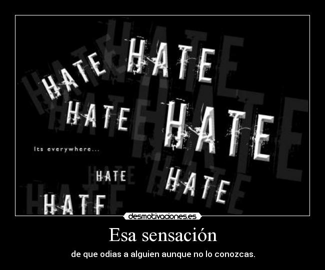Esa sensación - de que odias a alguien aunque no lo conozcas.