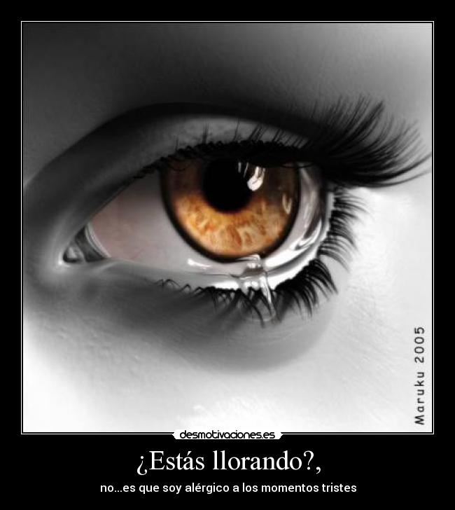 ¿Estás llorando?, - no...es que soy alérgico a los momentos tristes