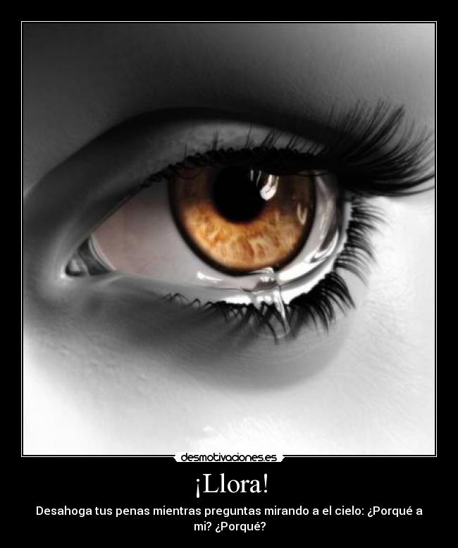 ¡Llora! - Desahoga tus penas mientras preguntas mirando a el cielo: ¿Porqué a mi? ¿Porqué?