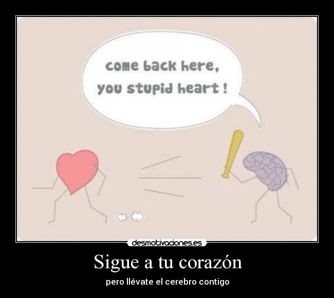 Sigue a tu corazón - pero llévate el cerebro contigo