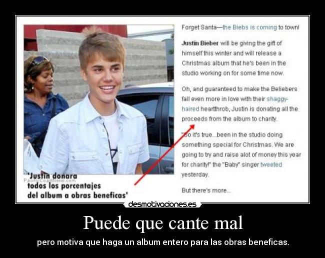 Puede que cante mal - pero motiva que haga un album entero para las obras beneficas.