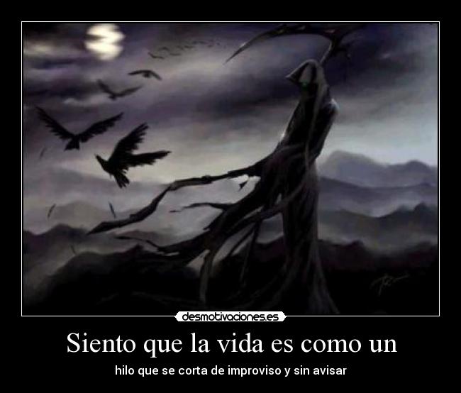 Siento que la vida es como un - hilo que se corta de improviso y sin avisar