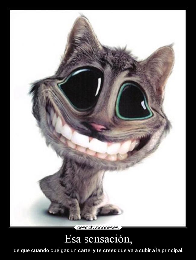 Esa sensación, - de que cuando cuelgas un cartel y te crees que va a subir a la principal.