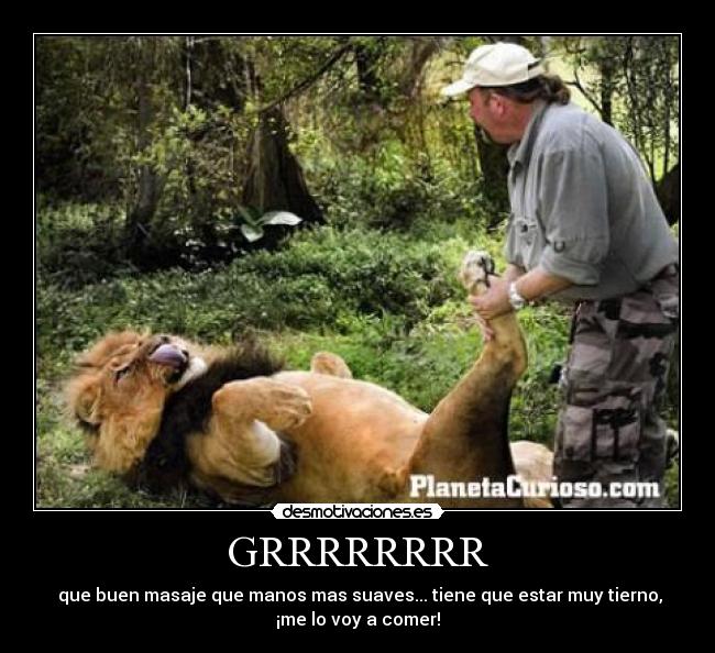 GRRRRRRRR - que buen masaje que manos mas suaves... tiene que estar muy tierno,
¡me lo voy a comer!