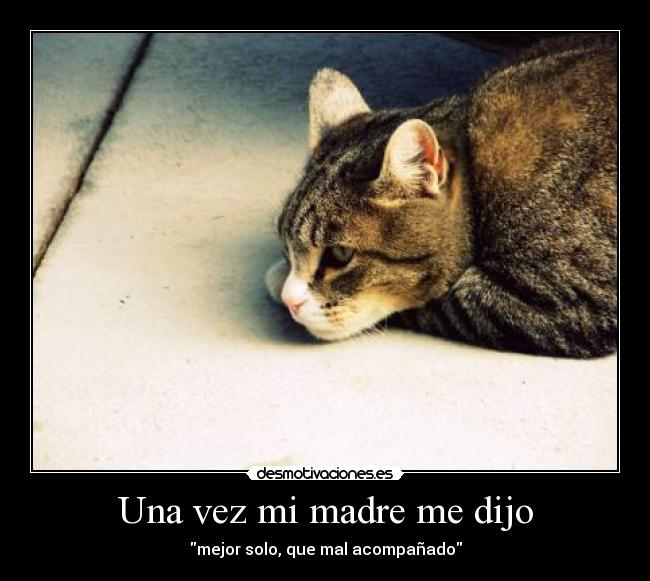 Una vez mi madre me dijo - mejor solo, que mal acompañado