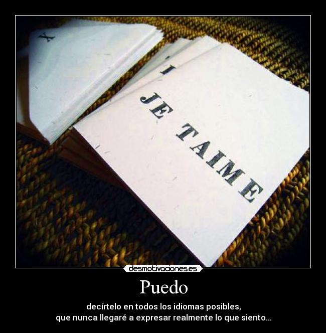 Puedo - decírtelo en todos los idiomas posibles,
que nunca llegaré a expresar realmente lo que siento...