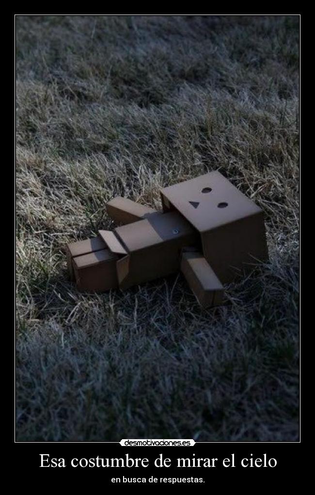 Esa costumbre de mirar el cielo - en busca de respuestas.