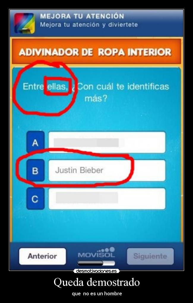 Queda demostrado - que no es un hombre