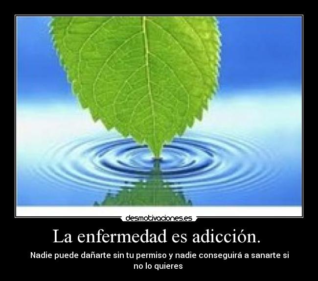La enfermedad es adicción. - Nadie puede dañarte sin tu permiso y nadie conseguirá a sanarte si no lo quieres