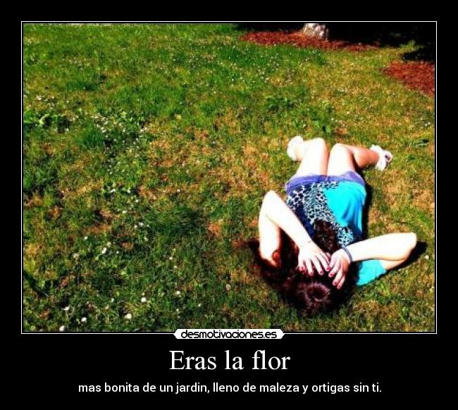 Eras la flor - mas bonita de un jardin, lleno de maleza y ortigas sin ti.