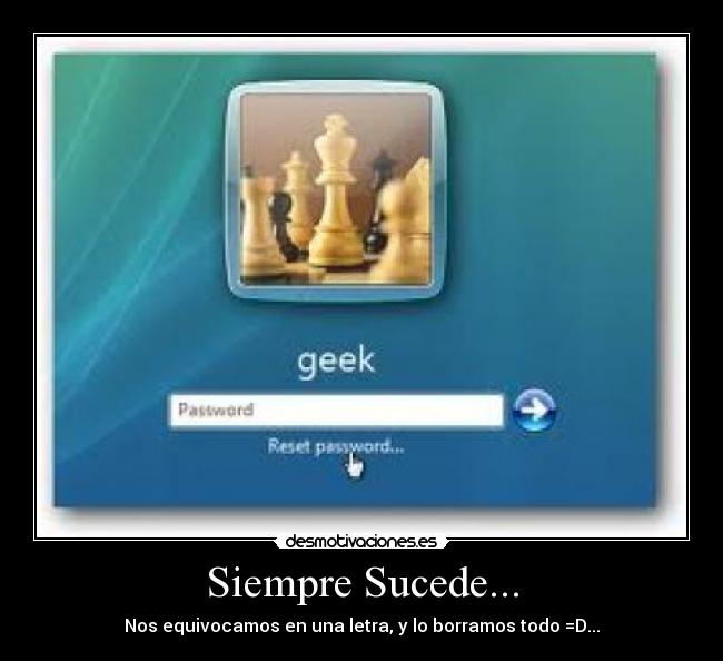 Siempre Sucede... - Nos equivocamos en una letra, y lo borramos todo =D...