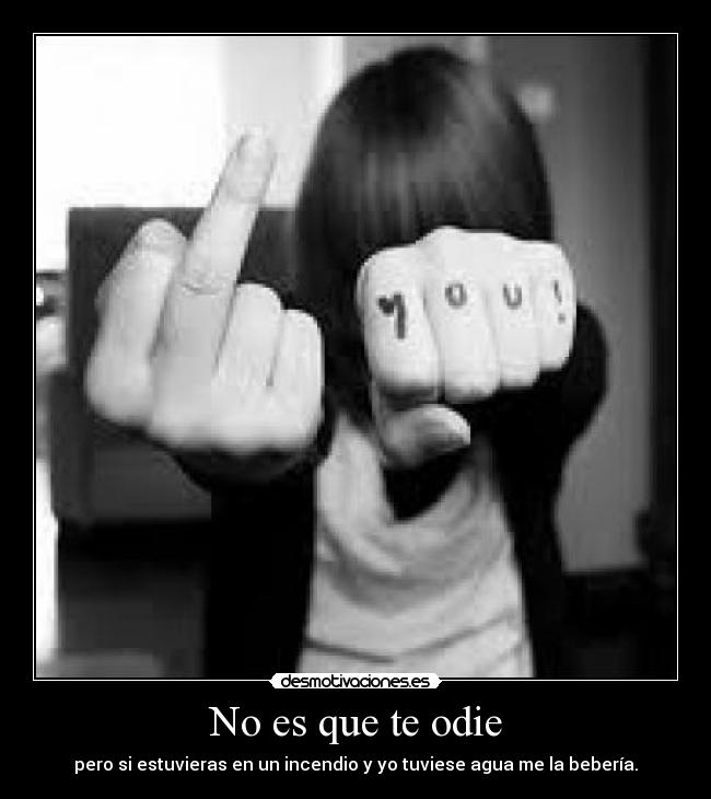 No es que te odie - pero si estuvieras en un incendio y yo tuviese agua me la bebería.