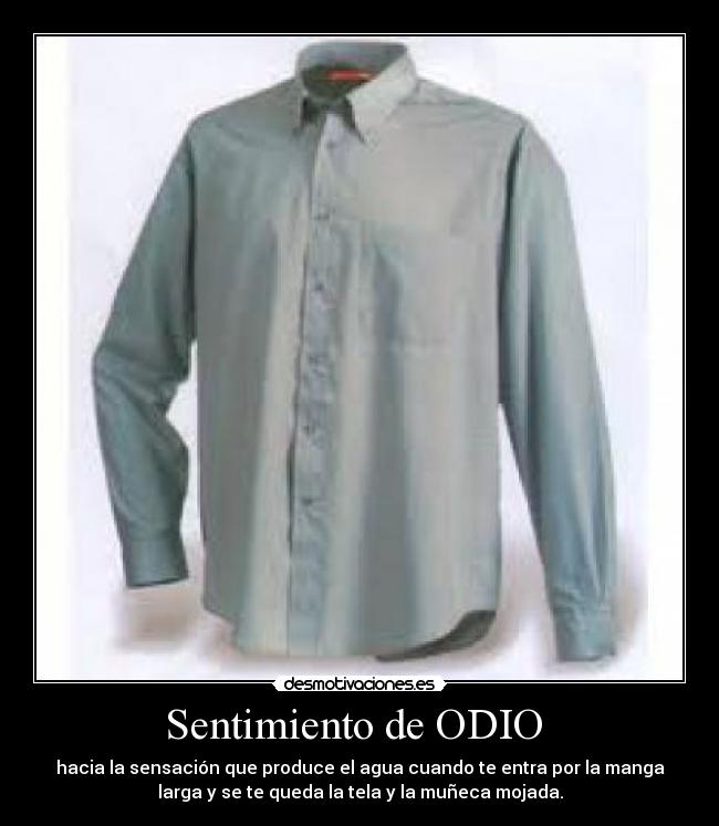 Sentimiento de ODIO  - hacia la sensación que produce el agua cuando te entra por la manga
larga y se te queda la tela y la muñeca mojada.