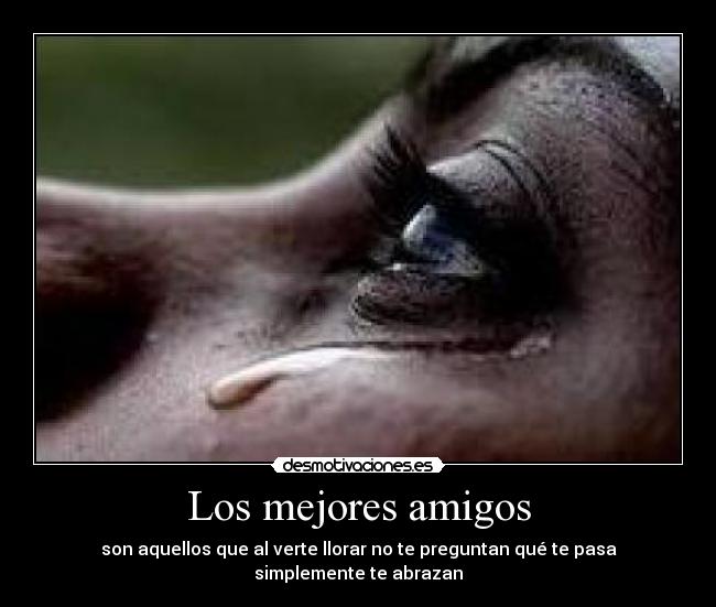 Los mejores amigos - son aquellos que al verte llorar no te preguntan qué te pasa simplemente te abrazan