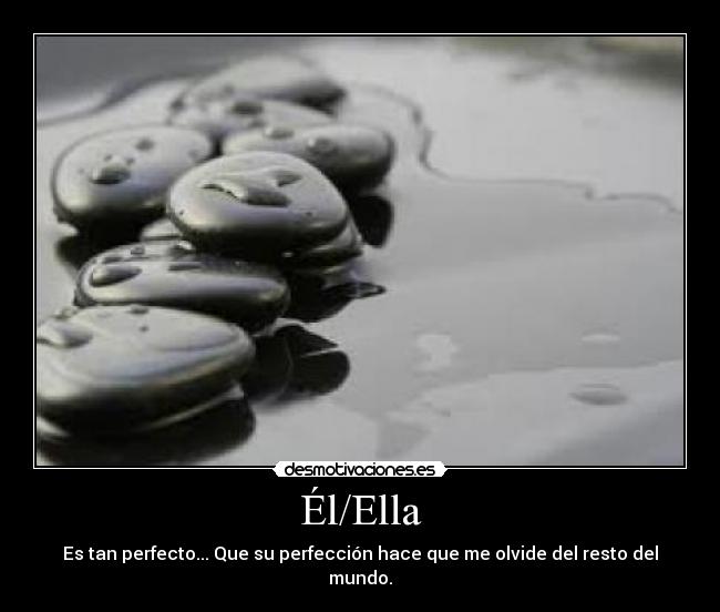 Él/Ella - Es tan perfecto... Que su perfección hace que me olvide del resto del mundo.