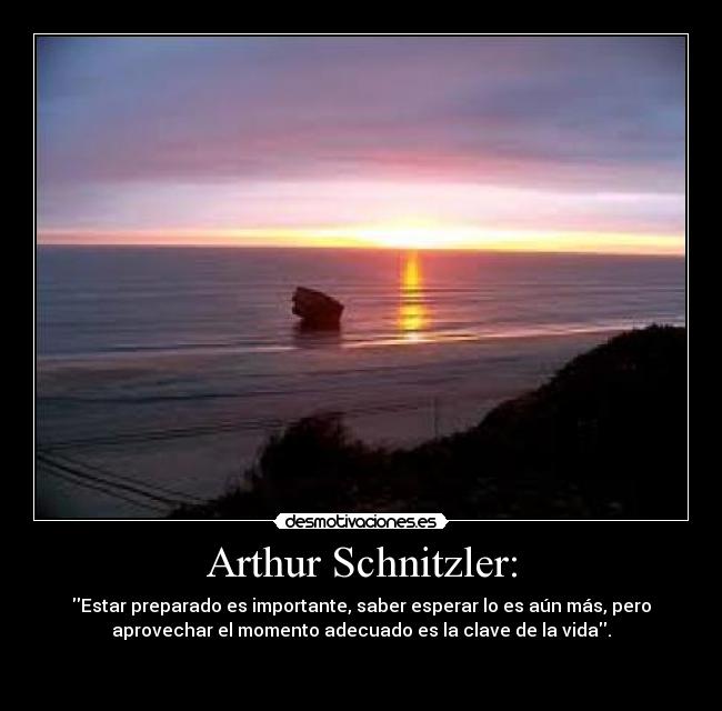 Arthur Schnitzler: - Estar preparado es importante, saber esperar lo es aún más, pero
aprovechar el momento adecuado es la clave de la vida.

