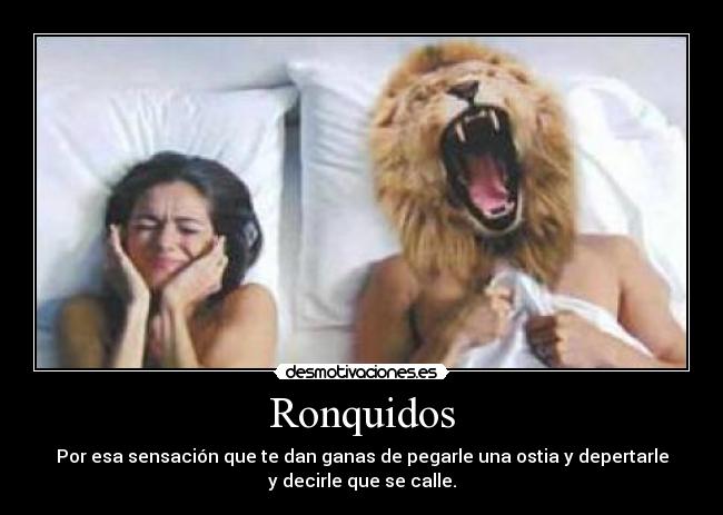 Ronquidos - Por esa sensación que te dan ganas de pegarle una ostia y depertarle
y decirle que se calle.