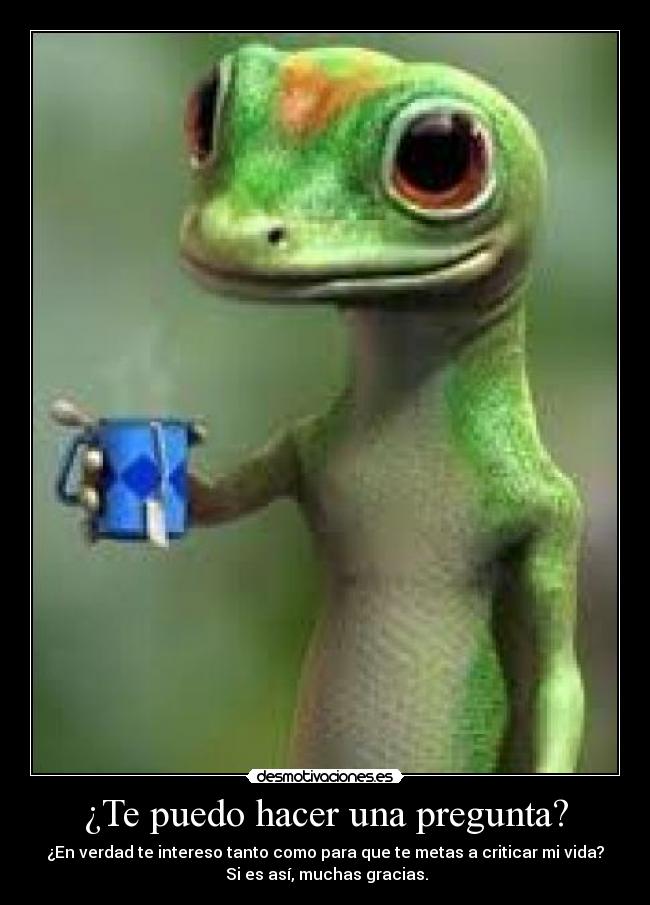 ¿Te puedo hacer una pregunta? - ¿En verdad te intereso tanto como para que te metas a criticar mi vida?
 Si es así, muchas gracias.
