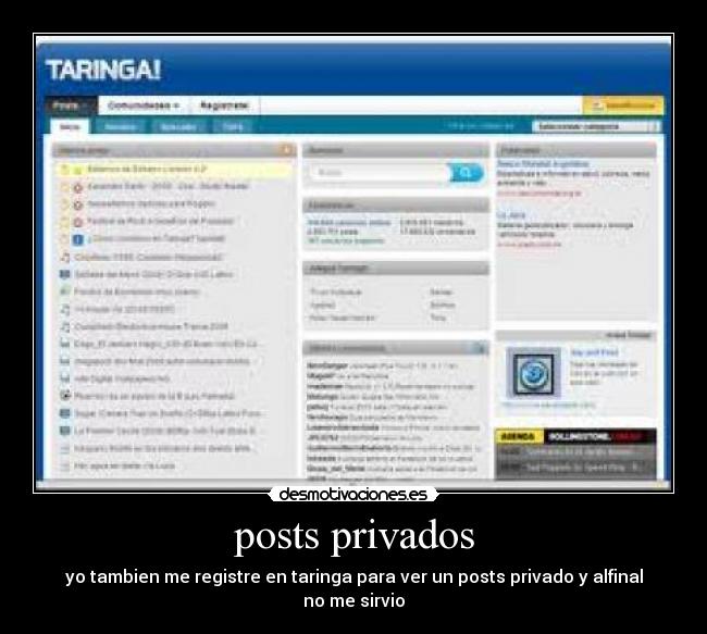 posts privados - yo tambien me registre en taringa para ver un posts privado y alfinal no me sirvio