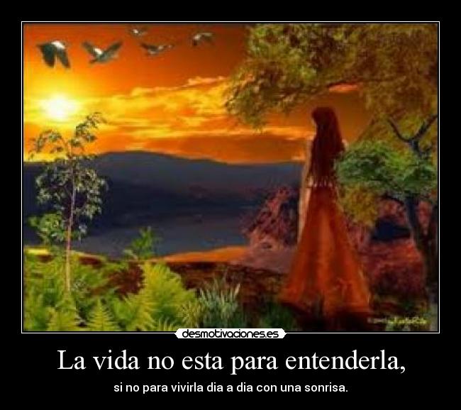La vida no esta para entenderla, - si no para vivirla dia a dia con una sonrisa.