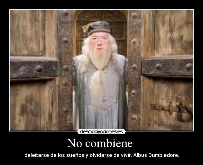 No combiene  - deleitarse de los sueños y olvidarse de vivir. Albus Dumbledore.