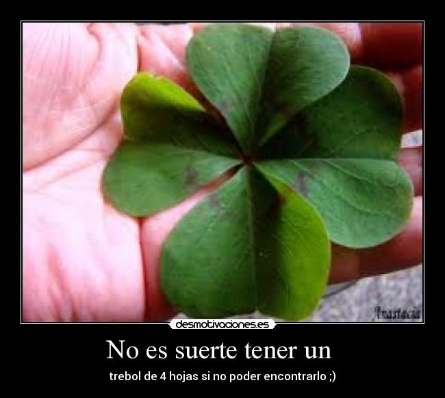 No es suerte tener un  - trebol de 4 hojas si no poder encontrarlo ;)
