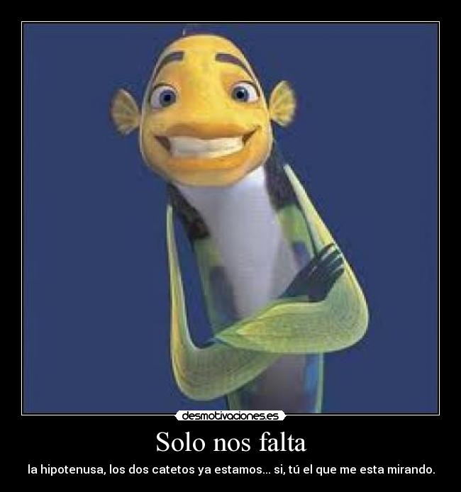 Solo nos falta - la hipotenusa, los dos catetos ya estamos... si, tú el que me esta mirando.