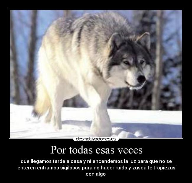Por todas esas veces - que llegamos tarde a casa y ni encendemos la luz para que no se
enteren entramos sigilosos para no hacer ruido y zasca te tropiezas
con algo 
