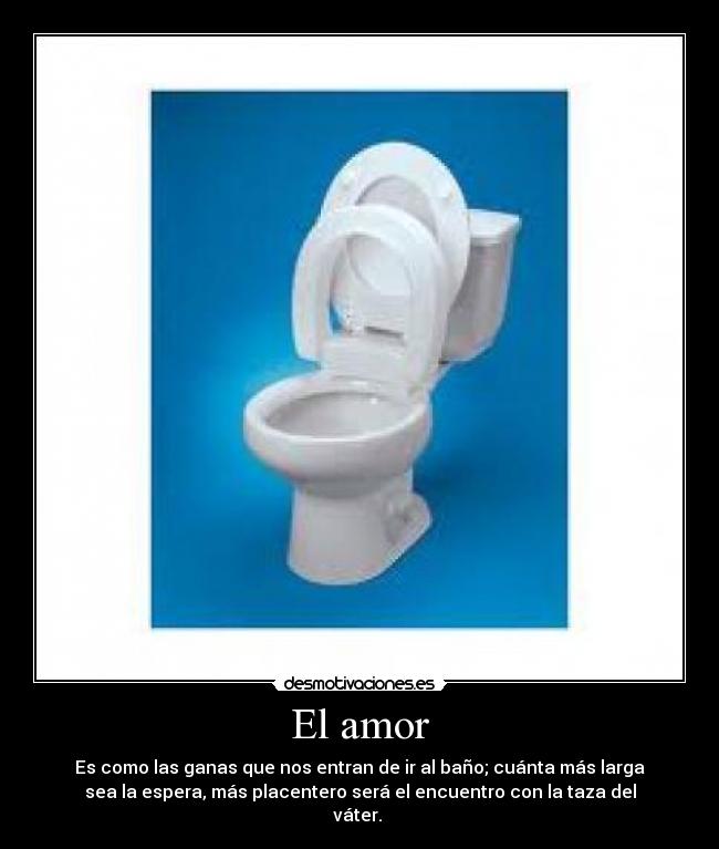 El amor - Es como las ganas que nos entran de ir al baño; cuánta más larga
sea la espera, más placentero será el encuentro con la taza del
váter.