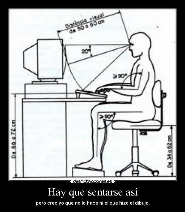 Hay que sentarse así - pero creo yo que no lo hace ni el que hizo el dibujo.