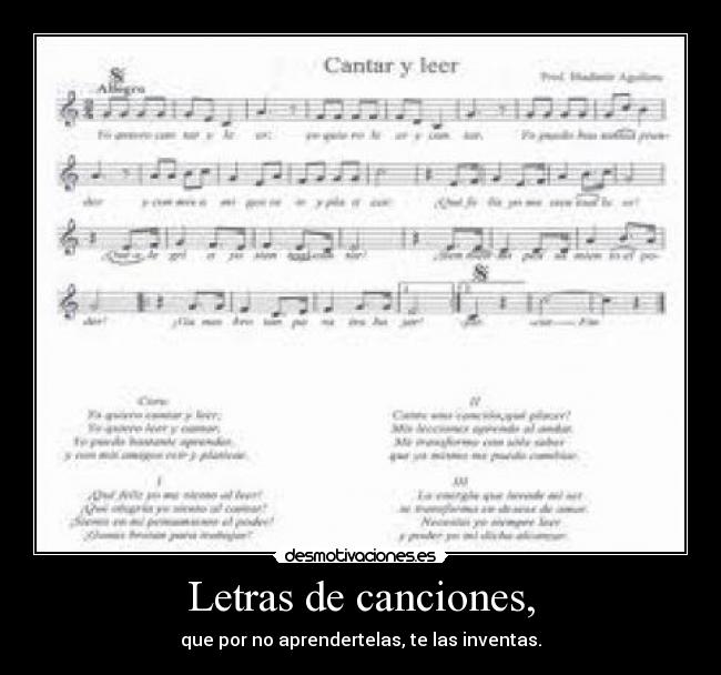 Letras de canciones, -